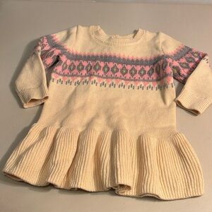 GAP baby Cream and Pink Sweater Dress size 6-12 months